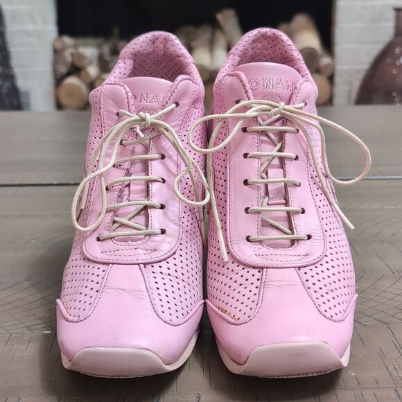 Vintage No Name Flyer Jogger Pink Wedge Sneakers Sz 40 - Picture 3 of 10